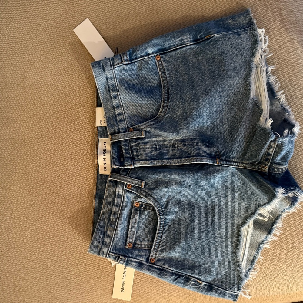 Denim Forum Distressed Light Blue Jean Shorts